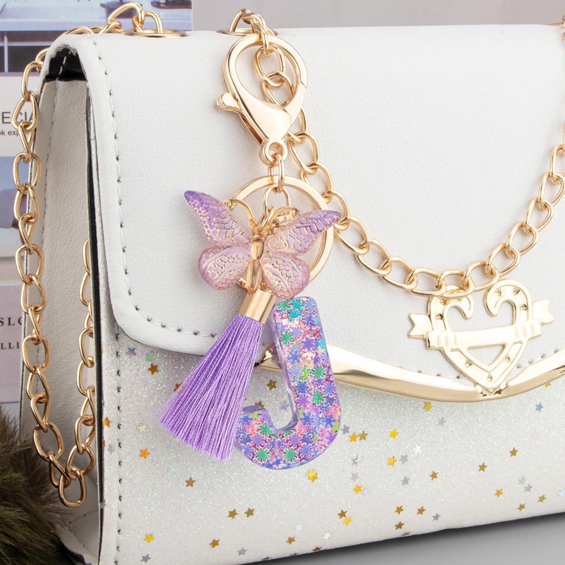 Suweibuke Cute Pink Key Chains for Women Girls, Initial Letter Keychains with Tassel, Charms for Key Purse Handbags Backpacks - Image 3